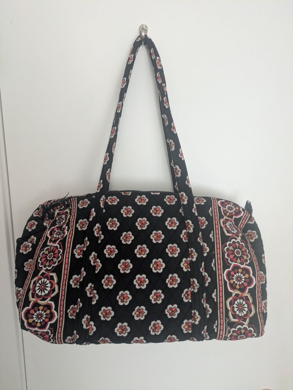 Vera Bradley Retired Pirouette Quilted Floral Travel Duffel Bag - Black/Red